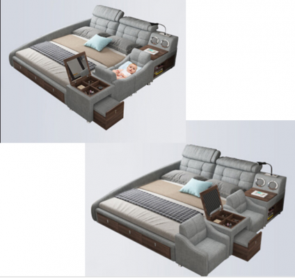 Leather bed, upholstered double multifunction 180x200 leather bed frame design