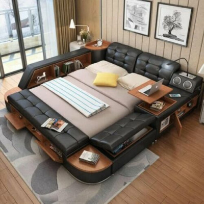 MULTIFUNCTION BED - SAFE - SOUND DOUBLE HOTEL STOOL - USB - BED - BEDS