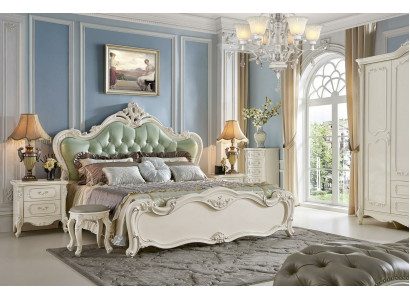 Bedroom set 6-piece. Dresser bed dressing table baroque solid wood