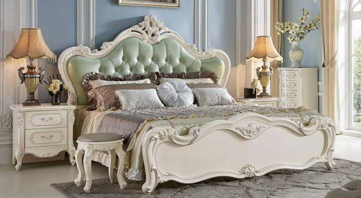 Bedroom set 6-piece. Dresser bed dressing table baroque solid wood