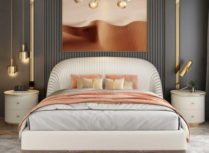 Designer double bed hotel luxury leather bedroom 150/180x200cm