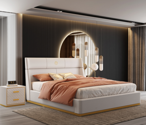 Modern design bed XXL beds double hotel textile 150 180x200cm