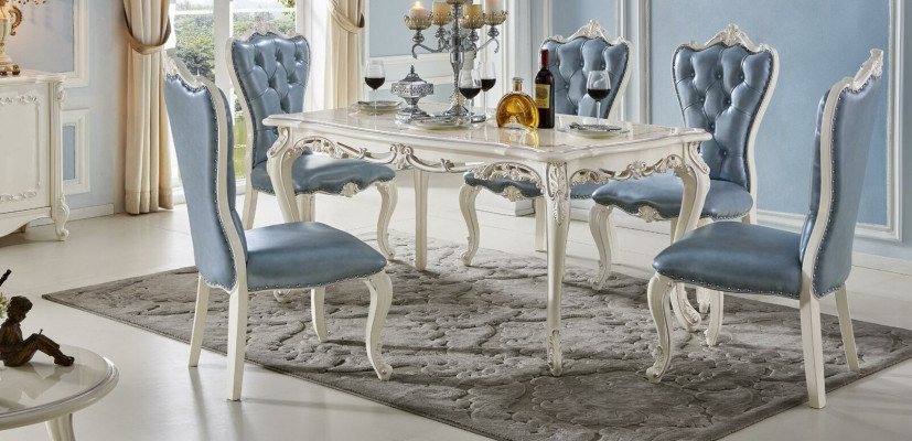 Classic solid wood furniture dining set dining group dining room table set, 7 pieces.