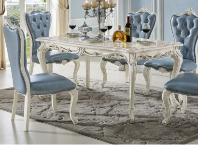 Classic solid wood furniture dining set dining group dining room table set, 7 pieces.