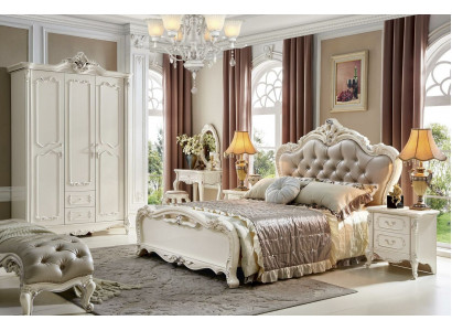 Bedroom sets king-size bed 6-piece baroque chesterfield furniture solid wood