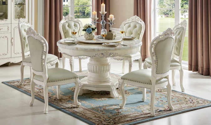 Round design armchairs upholstered table 4x dining room seat solid wood