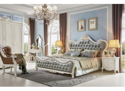 Bedroom nightstand bed 6-piece bedroom set dressing table solid wood