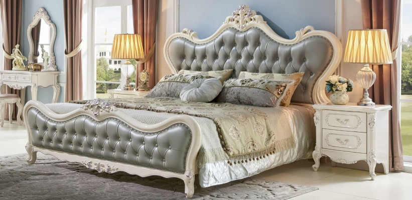 Bedroom nightstand bed 6-piece bedroom set dressing table solid wood