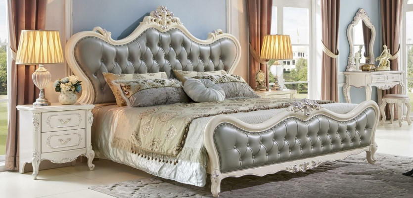 Bedroom nightstand bed 6-piece bedroom set dressing table solid wood