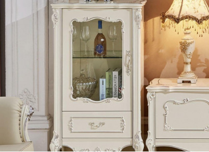 Classic living room furniture white wood showcase gold display cabinet