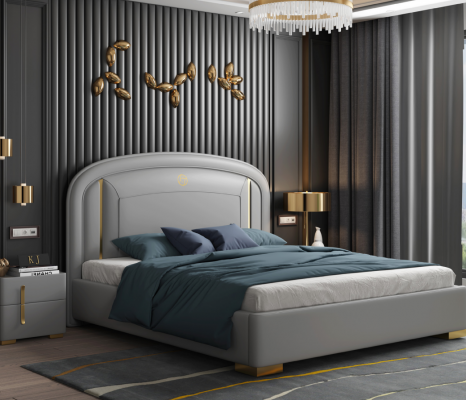 Modern design bed 180x200 velvet metal hotel beds double married sleep
