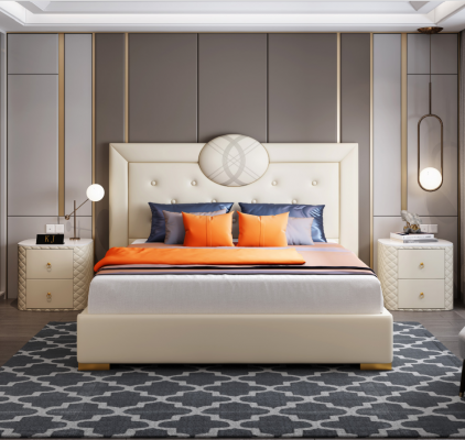 Luxury bedroom bed double design upholstered beds furniture sleep hotel