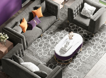 Fabric living landscape relax seat design couch lounge sofas velvet sofa 3-seater