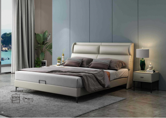 High-quality luxury double bed bedding upholstered design matrimonial hotel leather textile new