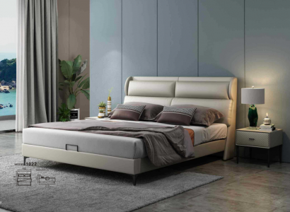 High-quality luxury double bed bedding upholstered design matrimonial hotel leather textile new