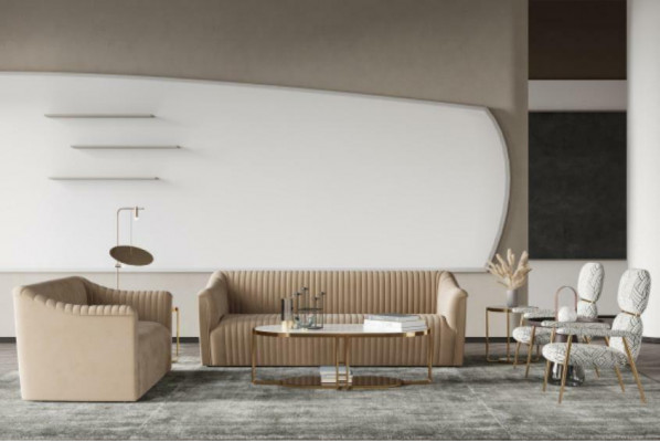 Velvet Sofa 2-Seater Living Landscape Relax Solid Wood Seat Design Couch Lounge