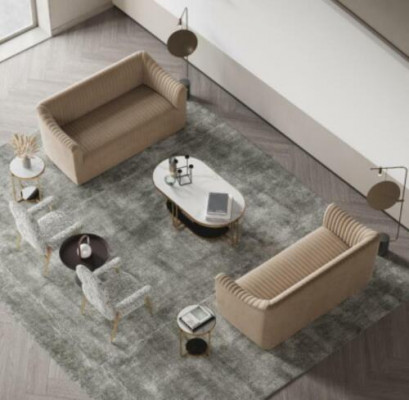 Velvet Sofa 2-Seater Living Landscape Relax Solid Wood Seat Design Couch Lounge