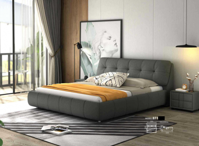 Design upholstered bed beds leather double hotel marriage bedroom box spring box new