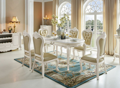 Classic solid wood dining room table 6x chair set dining table chairs 7-piece set