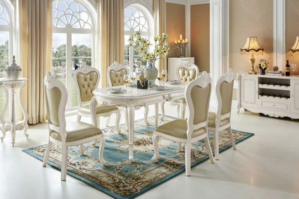 Classic solid wood dining room table 6x chair set dining table chairs 7-piece set