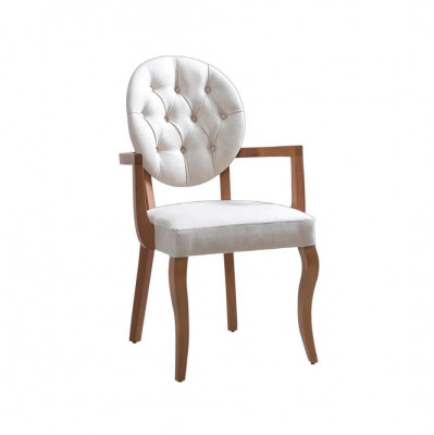 White-Brown Chesterfield Chair Upholstered Chair Designer Leather Seat