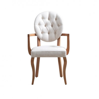 White-Brown Chesterfield Chair Upholstered Chair Designer Leather Seat
