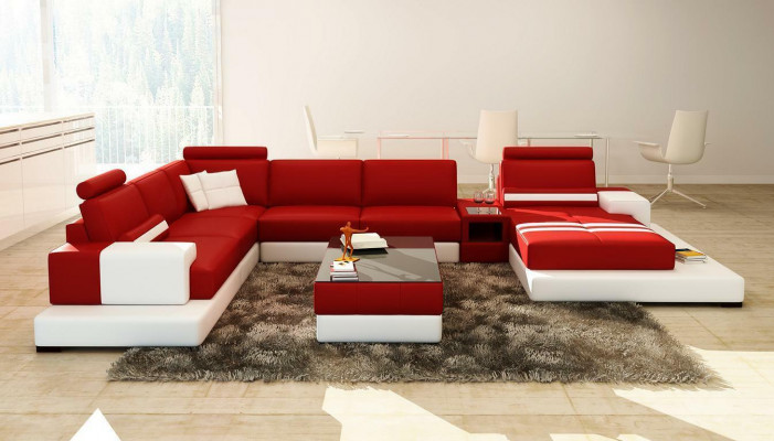 Beautiful XXL Leather Living Landscape U-Shape Corner Sofa Couch