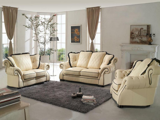 Classic sofa set, upholstered leather sofa set 3+2+1 sofas