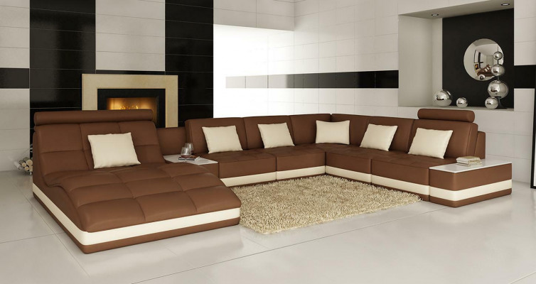 Bix XXL living landscape corner sofa leather upholstery couch U shape