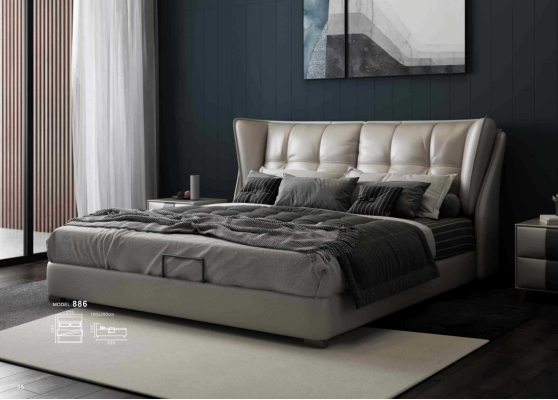 Gray bedroom beds upholstered bed Chesterfield Italian furniture