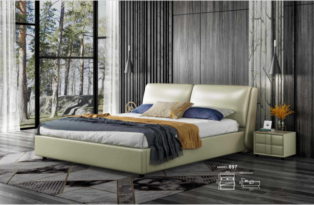 Leather bed double beds modern frame luxury bedroom hotel 180x200
