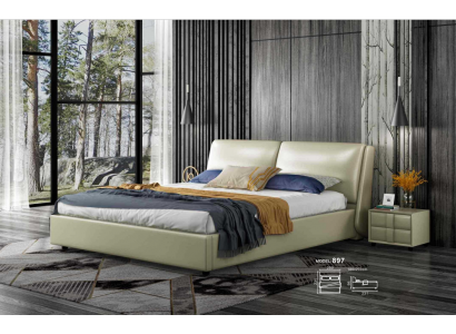 Leather bed double beds modern frame luxury bedroom hotel 180x200