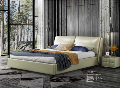 Leather bed double beds modern frame luxury bedroom hotel 180x200