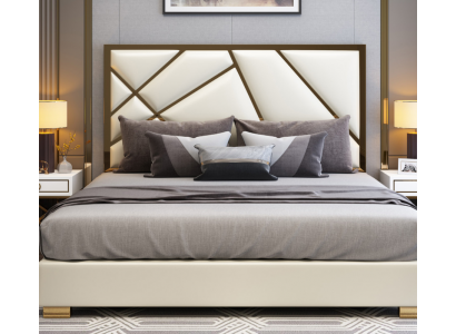 Bed Cushion Design Luxury Double Hotel Beds Sleeping Room Decoration Leather New
