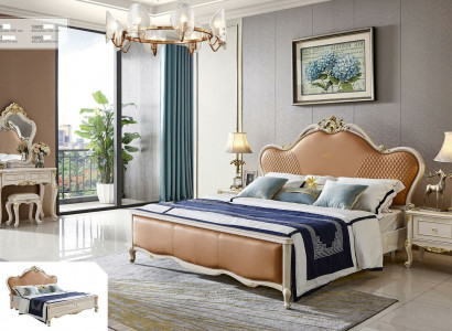 Design bedside table bed 5-piece bedroom set dressing table solid wood