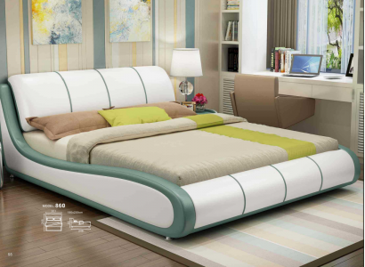 Designer bed bedroom luxury double bed leather hotel upholstery