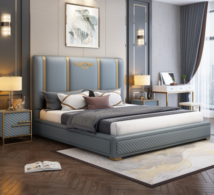 Bed Cushion Design Luxury Metal Double Beds Hotel Marital Bedroom