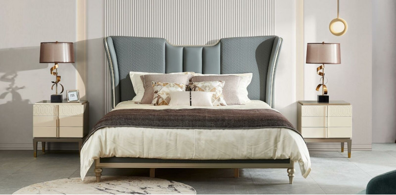Bed Beds Design Double Hotel Upholstered Matrimonial 180x200cm Sleep Luxury Solid Wood