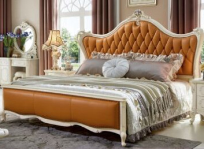 Beds leather bed 3-piece set 2x bedroom nightstand solid wood console