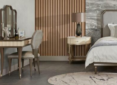 Makeup table, bedroom dresser, chair, console table, luxury solid wood, 2-piece set