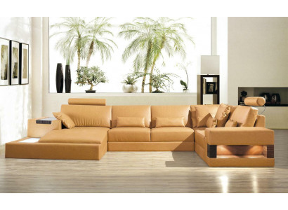 Large XXL leather sofa couch upholstery corner lounge suite U-shape living area