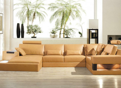 Large XXL leather sofa couch upholstery corner lounge suite U-shape living area