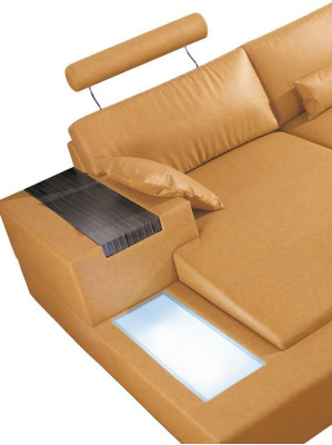 Large XXL leather sofa couch upholstery corner lounge suite U-shape living area