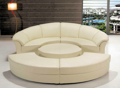 Round XXL upholstered living landscape couch round corner sofa leather sofa seat corner suite