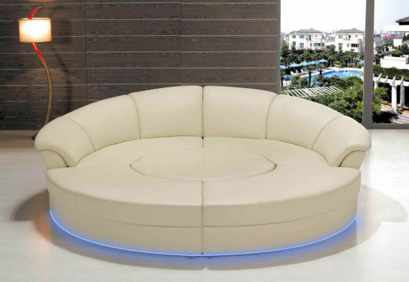 Round XXL upholstered living landscape couch round corner sofa leather sofa seat corner suite