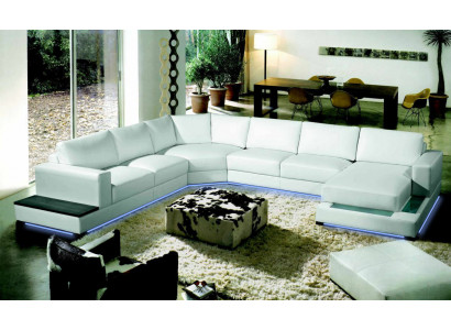 Large leather sofa couch seat cushion corner set living landscape with lighting