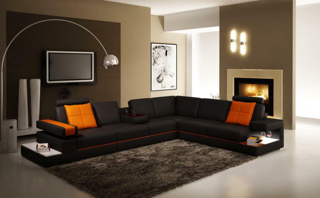 Leather sofa couch living area corner sofa corner modern suite design decor