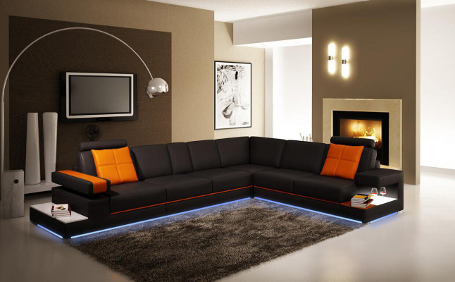 Leather sofa couch living area corner sofa corner modern suite design decor