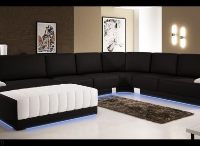Upholstered Leather Sofa Couch Upholstered Corner Seating Set U Shape XXL Big