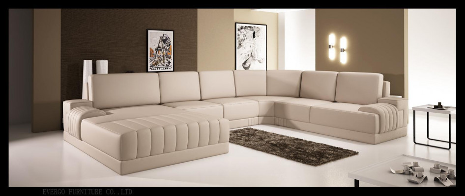 Upholstered Leather Sofa Couch Upholstered Corner Seating Set U Shape XXL Big
